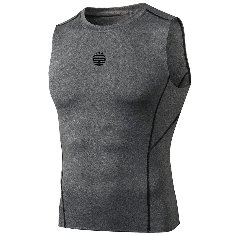 Other Cropped Grey Compression Tank Top Men's Fitness Wear Grey - 1