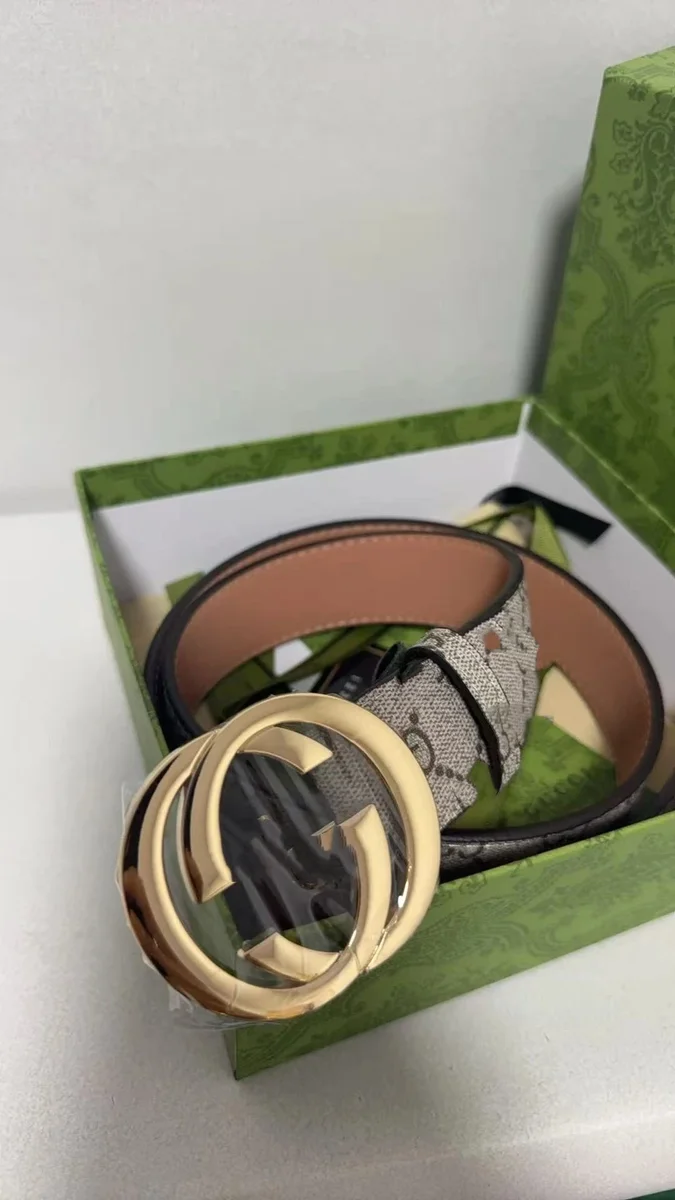 Gucci Gucci Apricot GG Monogram Gold Buckle Belt Beige