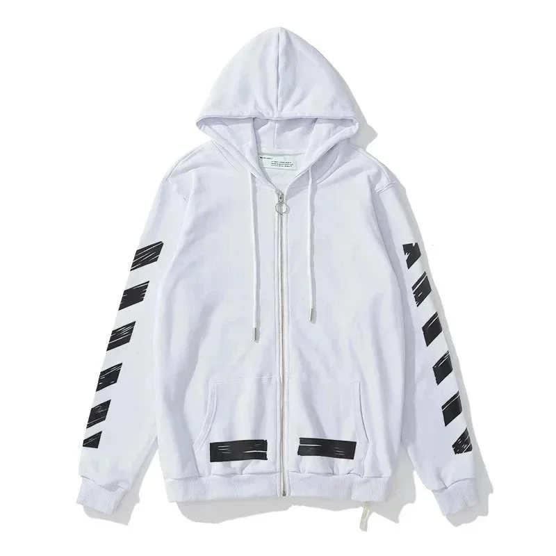 Off-White Off-White OW100 OFF-35 White Hoodie with Black Stripes White - 1