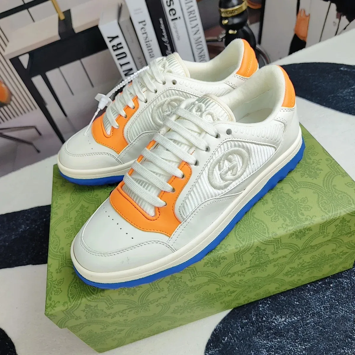 Gucci Gucci GG Supreme White/Orange/Blue Sneakers White - 1