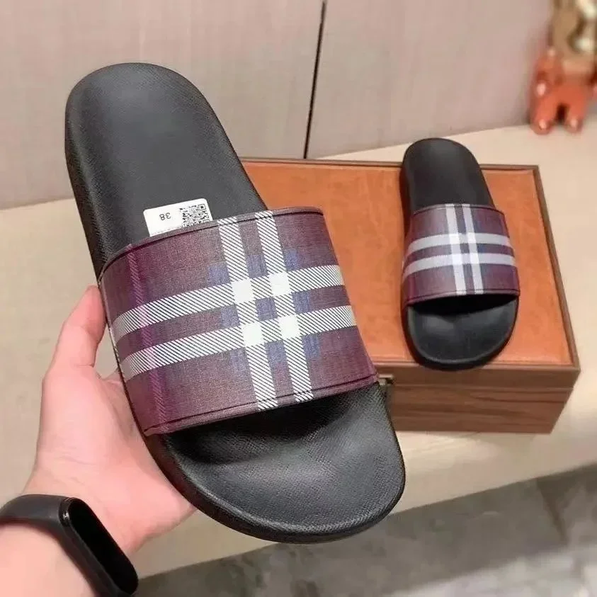 Burberry Burberry Classic Check Slide Sandals Aubergine Multicolor
