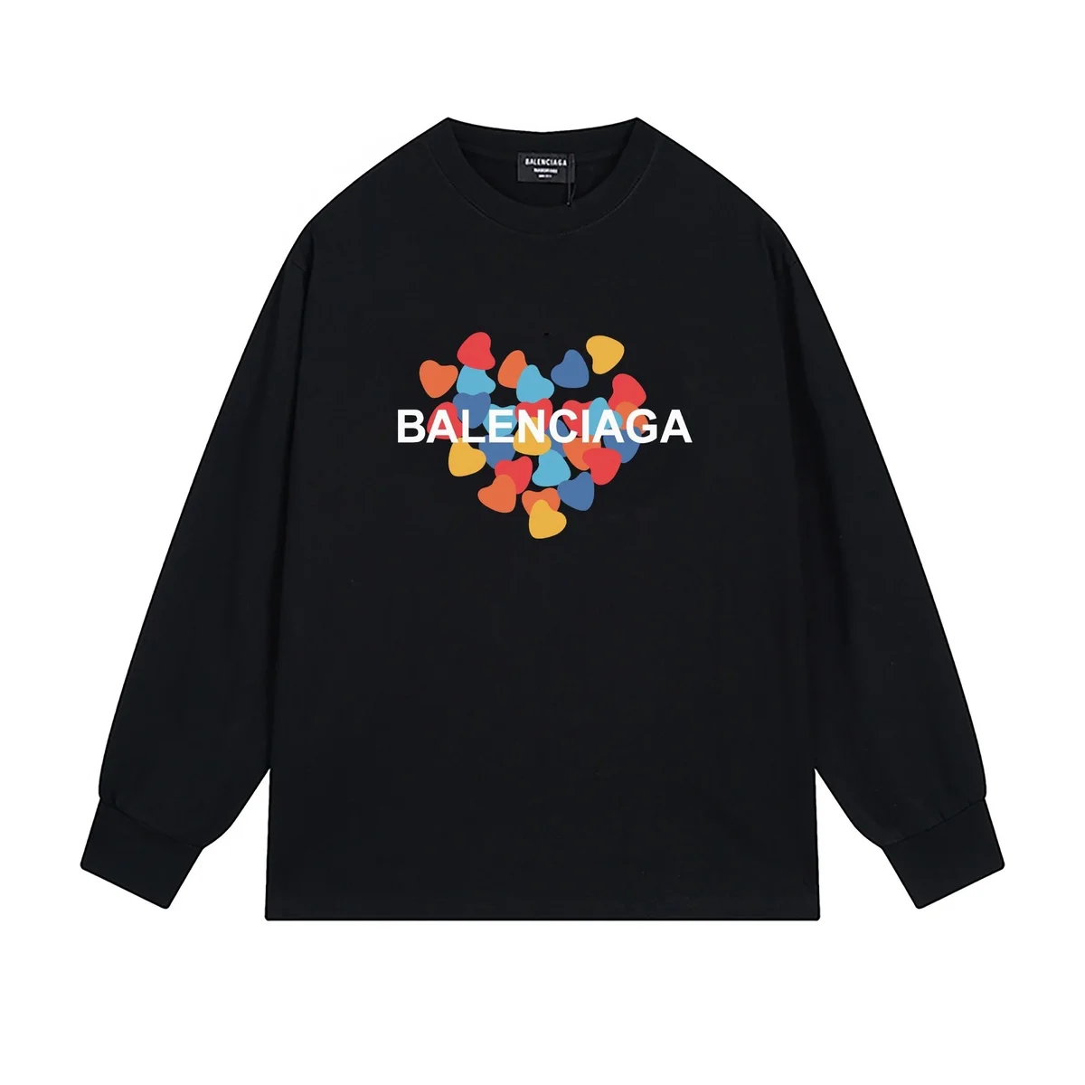 Balenciaga Balenciaga Colorful Hearts Black Long-Sleeve T-Shirt Black - 1