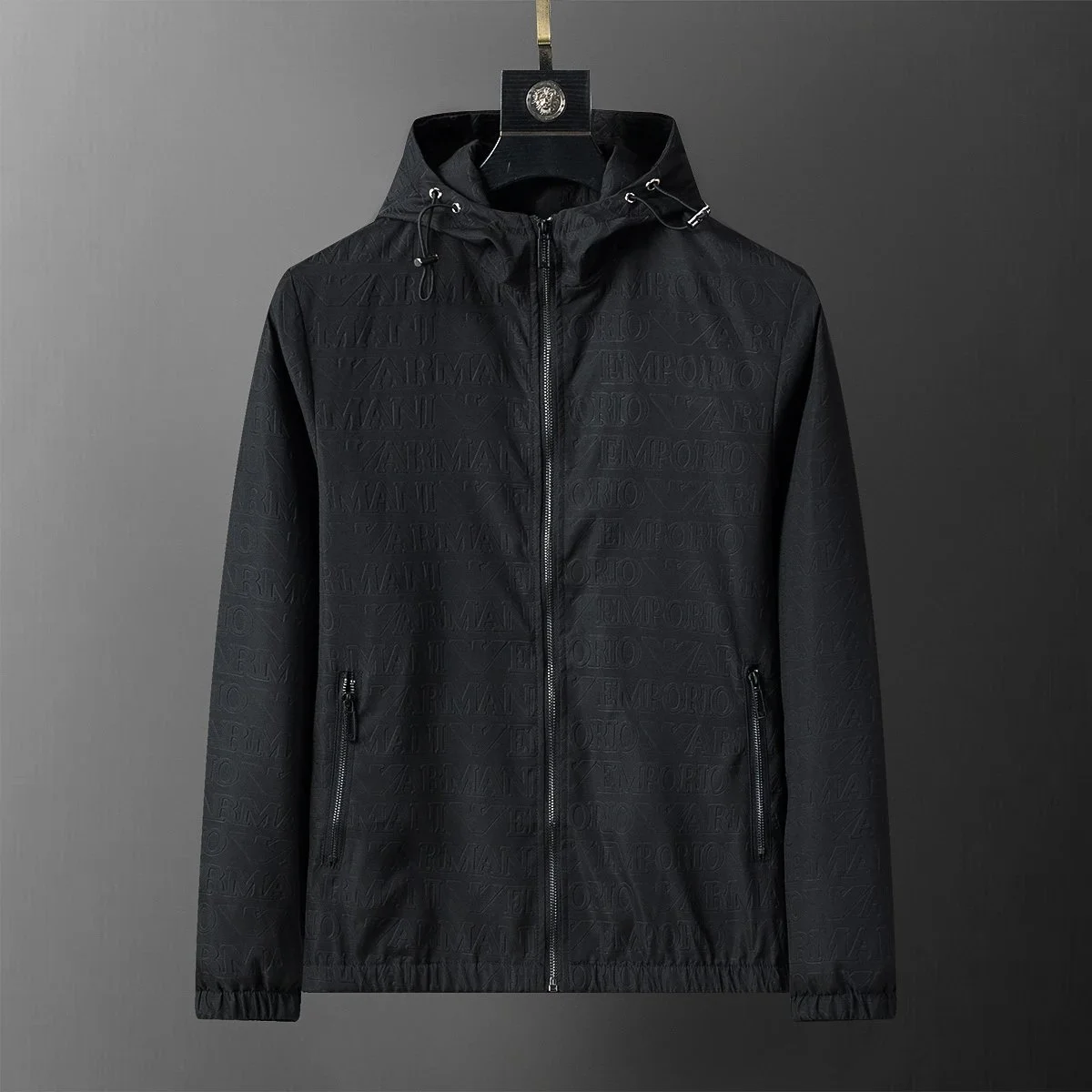 Armani Armani EA7 Black Embossed Logo Windbreaker Jacket Black