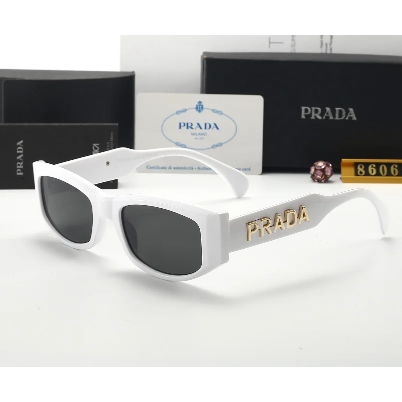 Prada Prada White Gold Logo Sunglasses White - 1