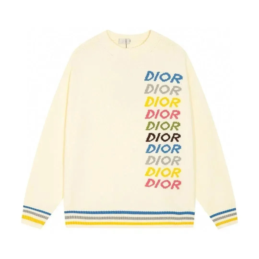 Dior Dior Multicolor Logo Knit Sweater Cream