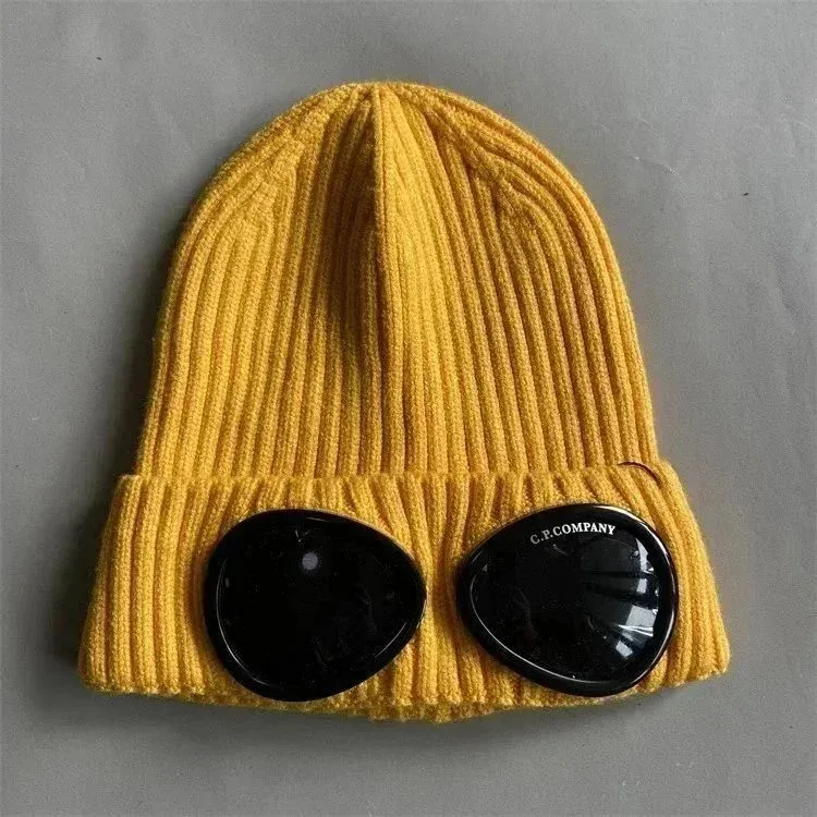 CP Company C.P. Company Lemon Yellow Beanie with Goggle Detail Yellow - 1