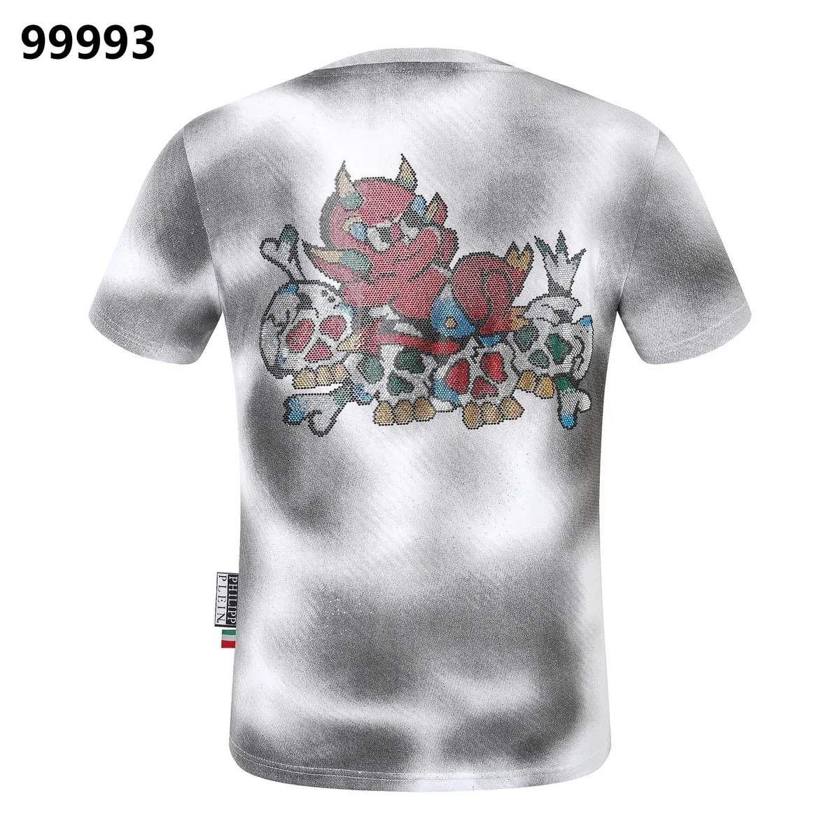 Philipp Plein Philipp Plein Skull Print T-Shirt Grey/White Grey - 1