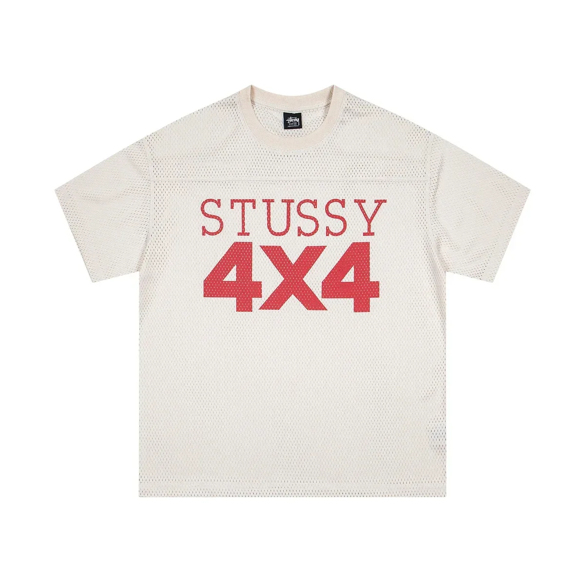Stussy Stussy 4X4 Mesh T-Shirt Cream with Red STUSSY 4X4 Cream - 1