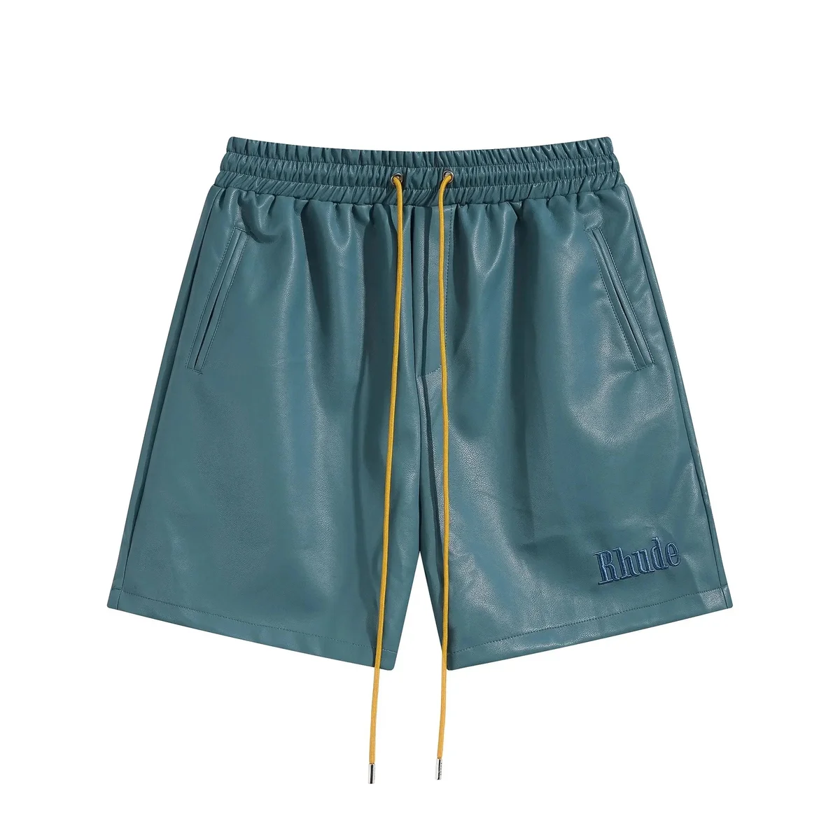 Rhude Rhude Teal with Yellow Drawcord Shorts Blue - 1