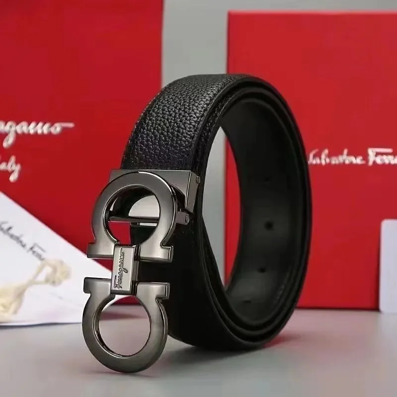 Salvatore Ferragamo Ferragamo Gancini Leather Belt Black Black - 1