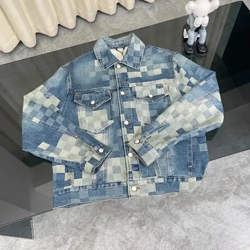 Other Blue Checkerboard Denim Jacket Blue - 1