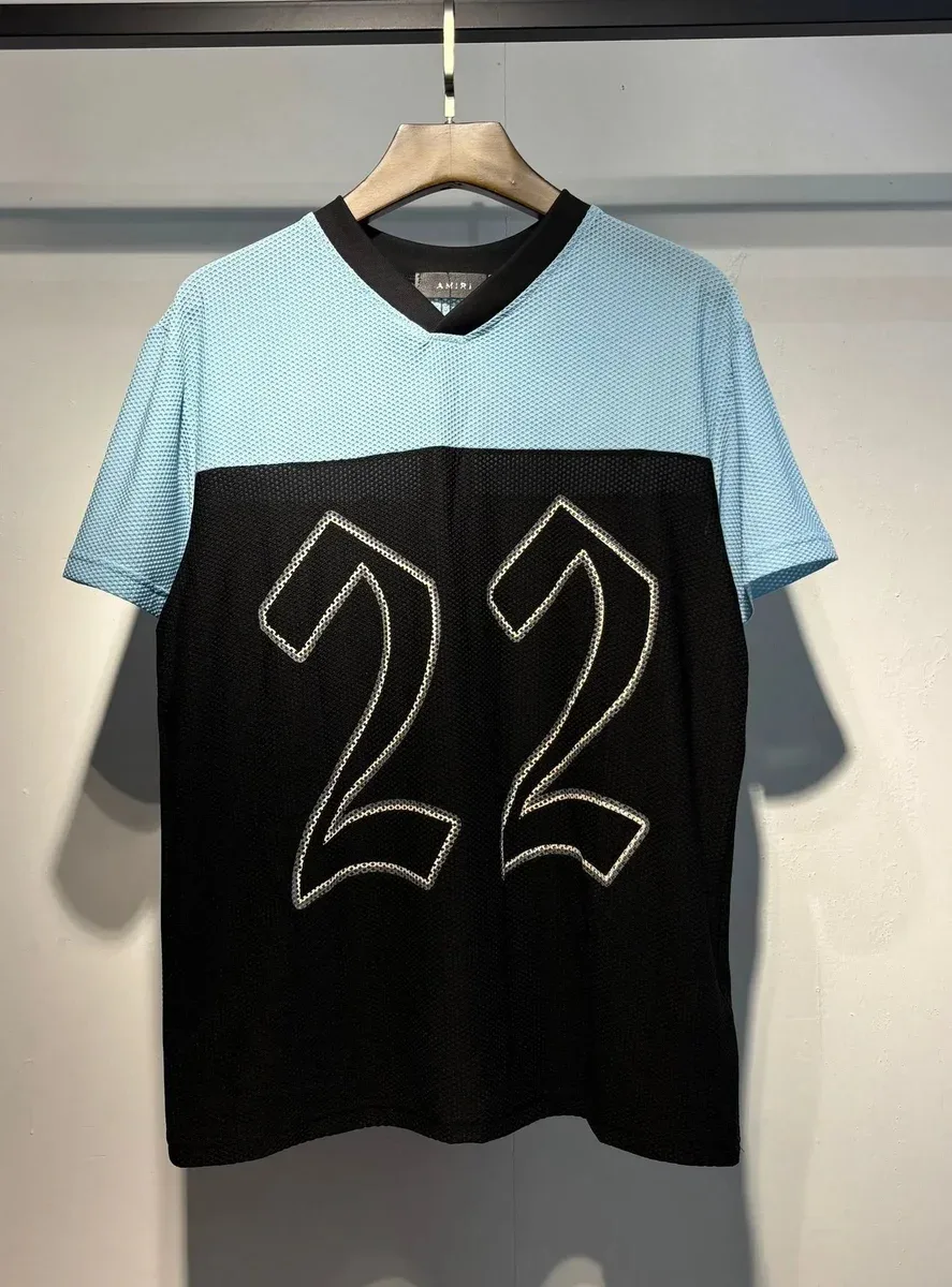 Amiri Amiri 22球衣黑 V-Neck Jersey T-Shirt Black - 1