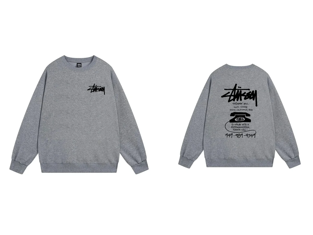 Stussy Stussy Stüssy Basic Logo Grey Sweatshirt Grey - 1