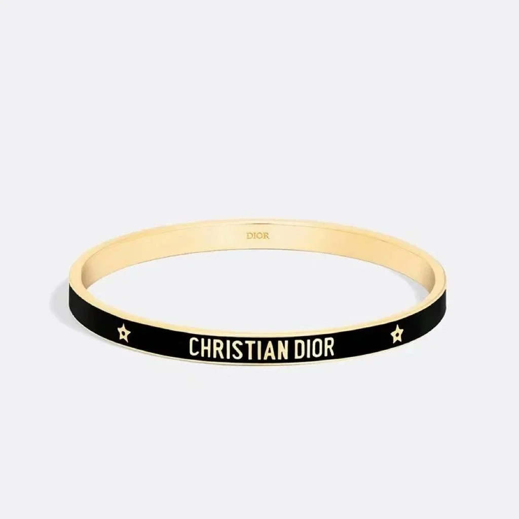 Dior Dior 2 DIOR Bracelet Gold Metal Black Enamel Thin Bangle Black Black - 1