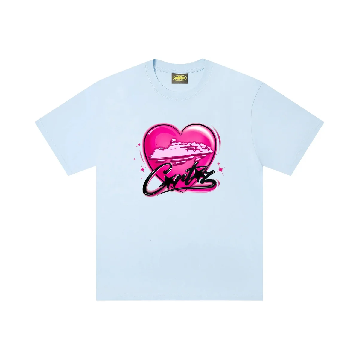 Corteiz Corteiz RTW Heart Print T-Shirt Light Blue Blue - 1