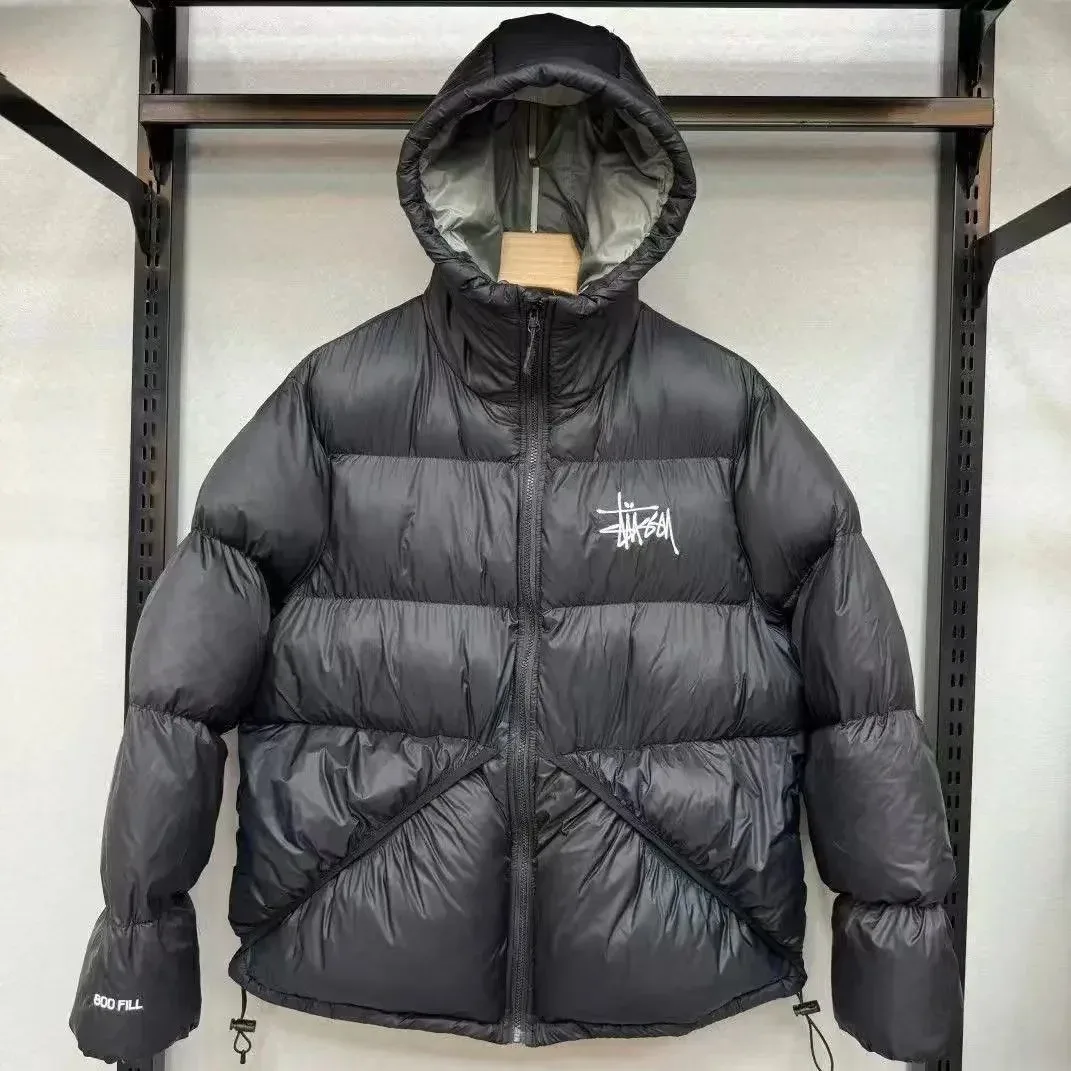 Stussy Stussy Basic Logo Black/Grey Puffer Jacket Black - 1