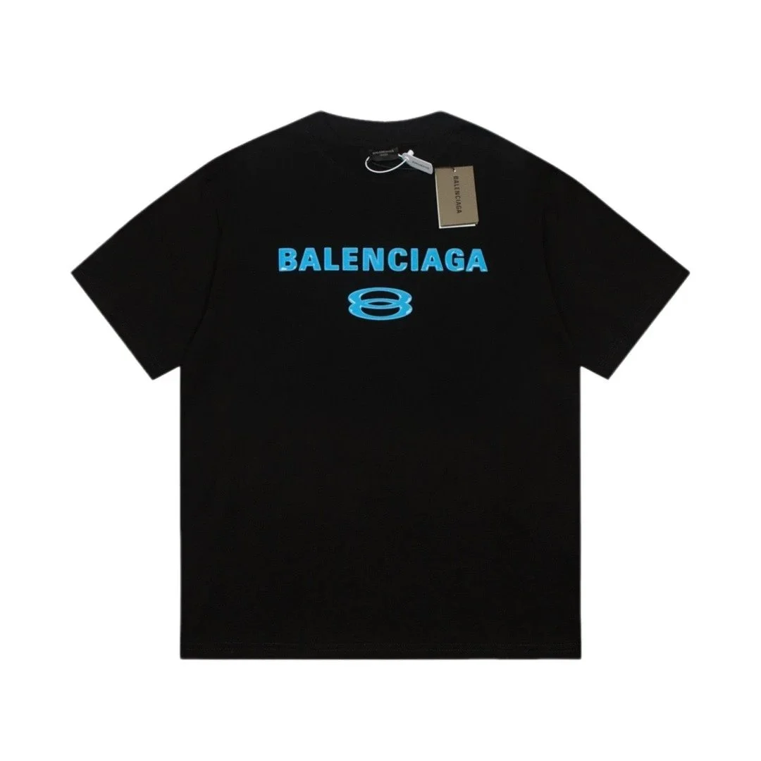 Balenciaga Balenciaga Black Blue BA Logo T-Shirt Black - 1