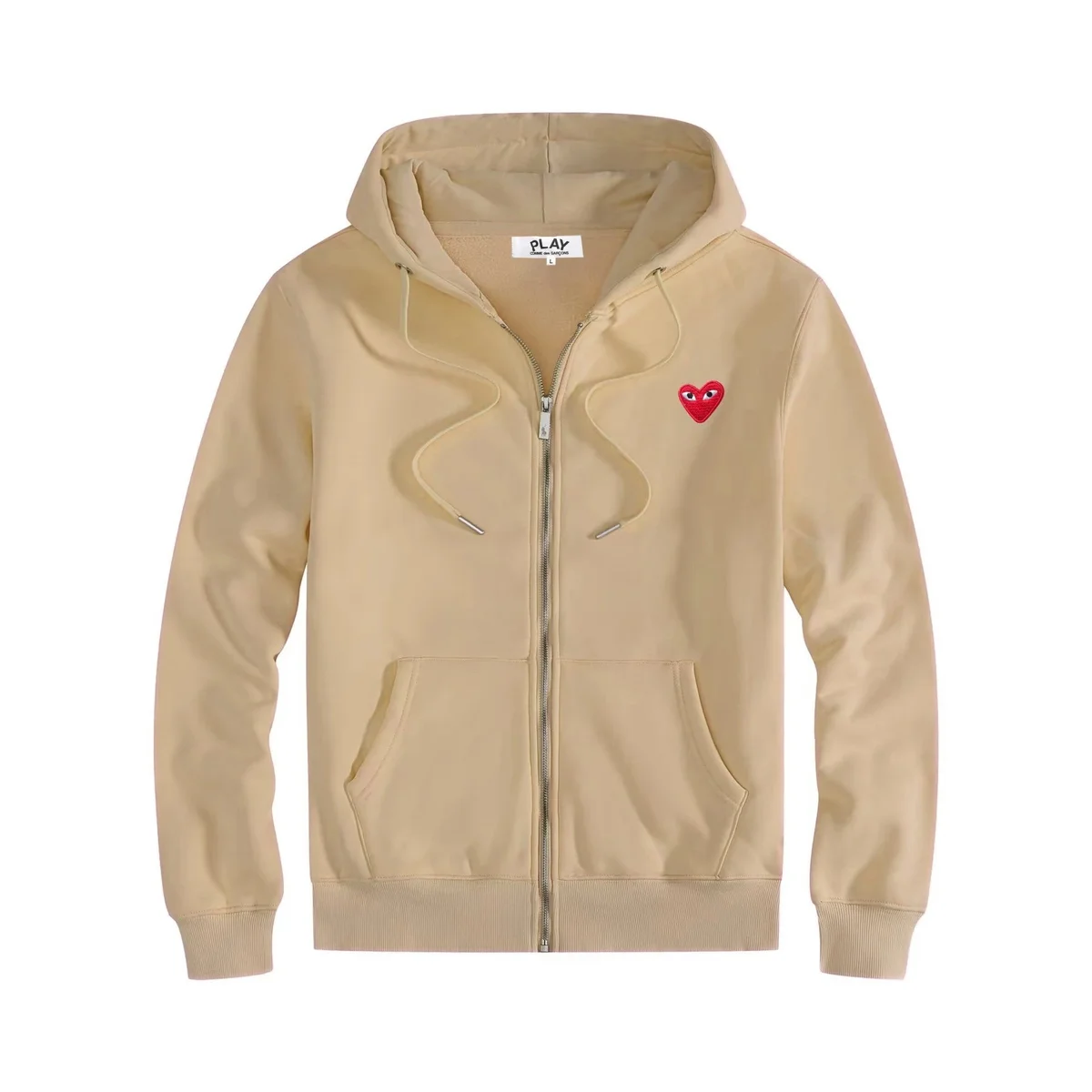 Comme des Garçons Comme des Garçons Play Zip-Up Hoodie Beige Heart Beige - 1