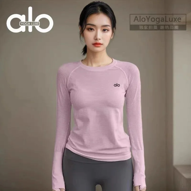 Alo Yoga Alo Yoga Pink Yoga Luxe Long Sleeve Top Pink - 1