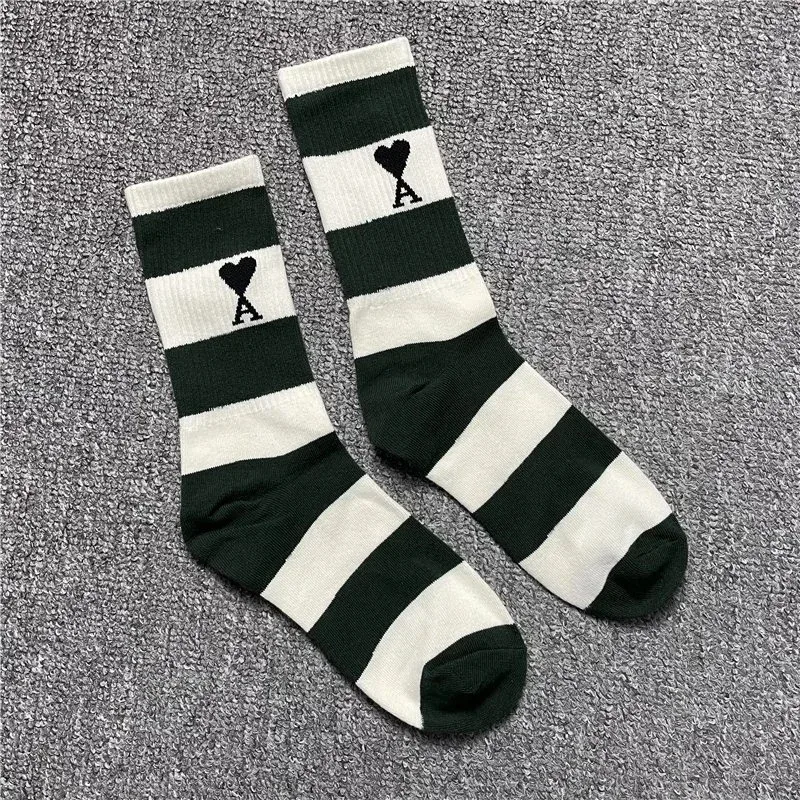 Ami Paris Ami Paris Striped Socks Green/White Green - 1