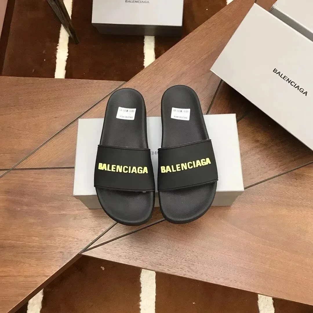 Balenciaga Balenciaga Balen 6 Black & Yellow Slide Sandals Black - 1