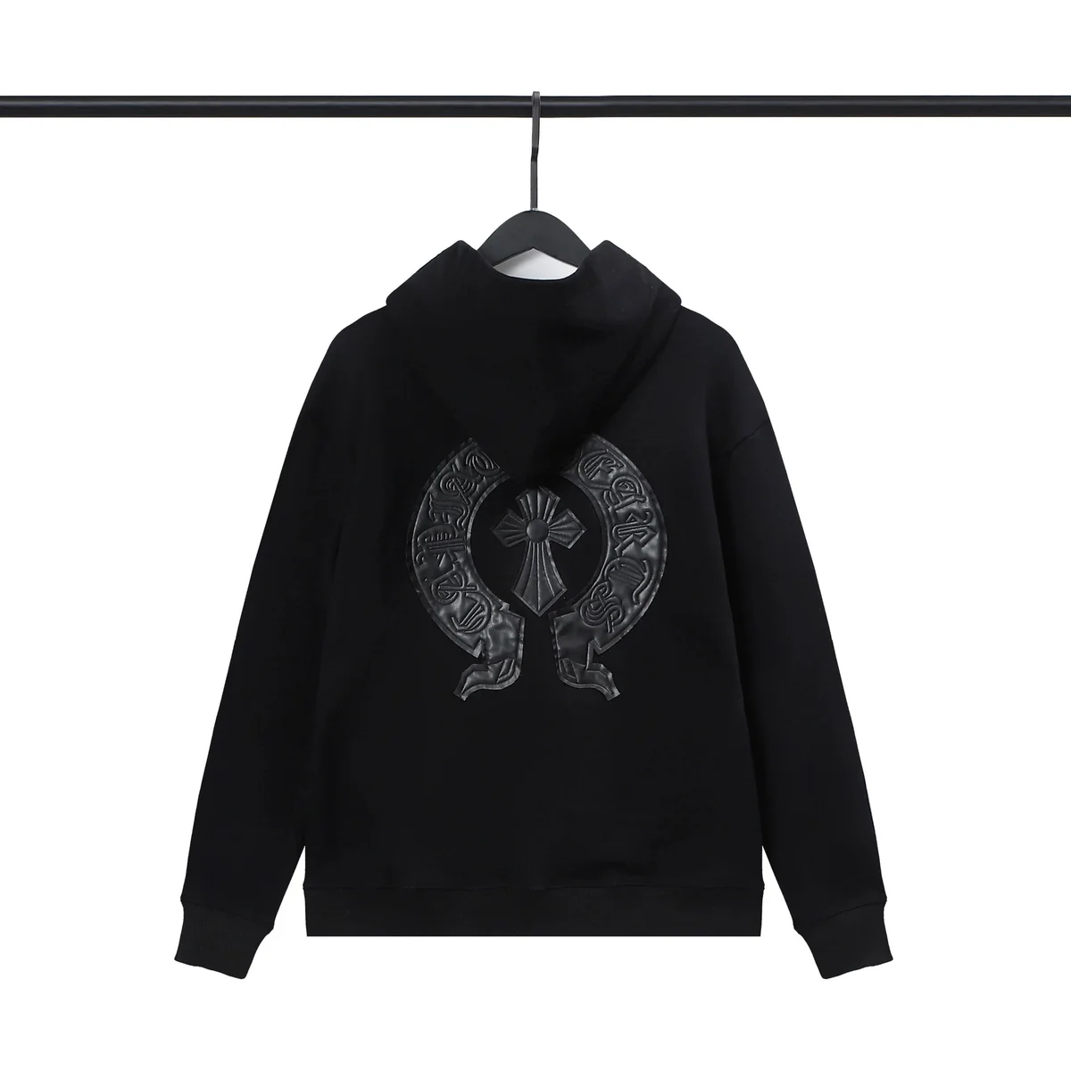 Chrome Hearts Chrome Hearts Leather Cross Hoodie Black Black - 1