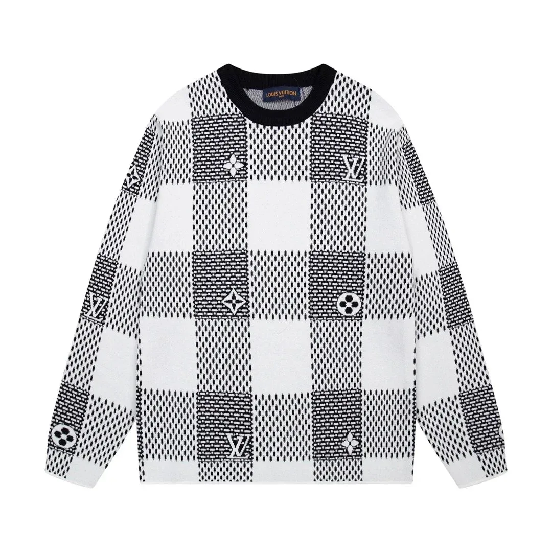 Louis Vuitton Louis Vuitton Checkerboard Pattern Sweater White/Black White
