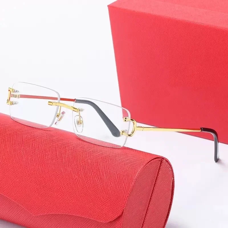 Cartier Cartier Soleil Blanc Gold Rimless Glasses C2 Transparent Lens Gold - 1