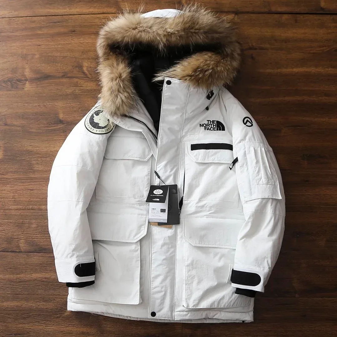 The North Face The North Face Nuptse White Parka with Fur Hood White - 1