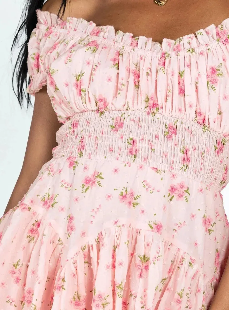 Other Floral Off-Shoulder Dress Pink Blossom Casual Pink - 1