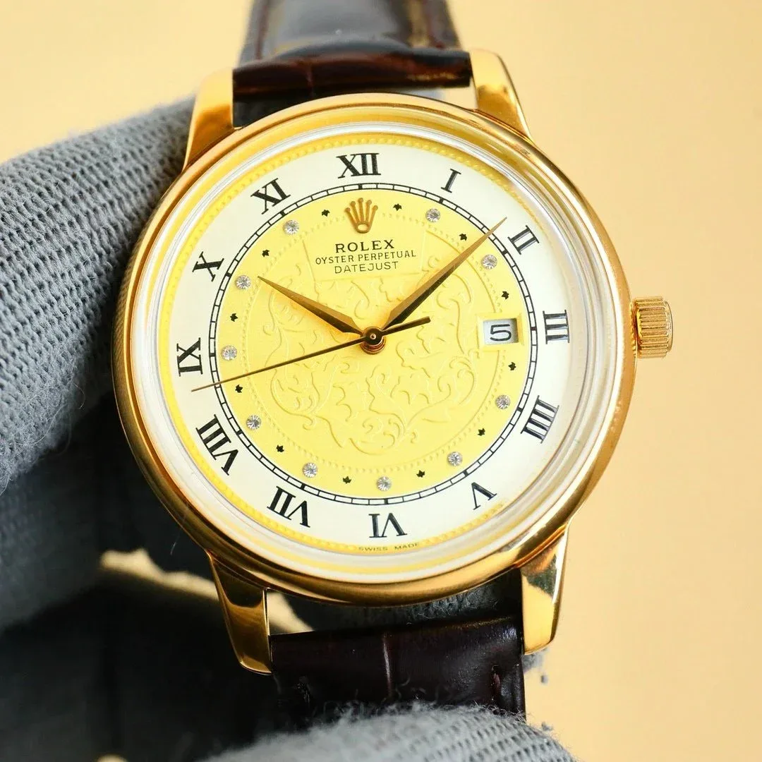 Rolex Rolex Oyster Perpetual Datejust Yellow Dial Watch Gold - 1