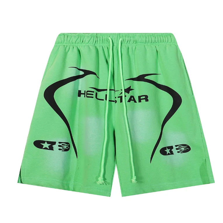 Hellstar Hellstar Green Flame Print Shorts Green - 1