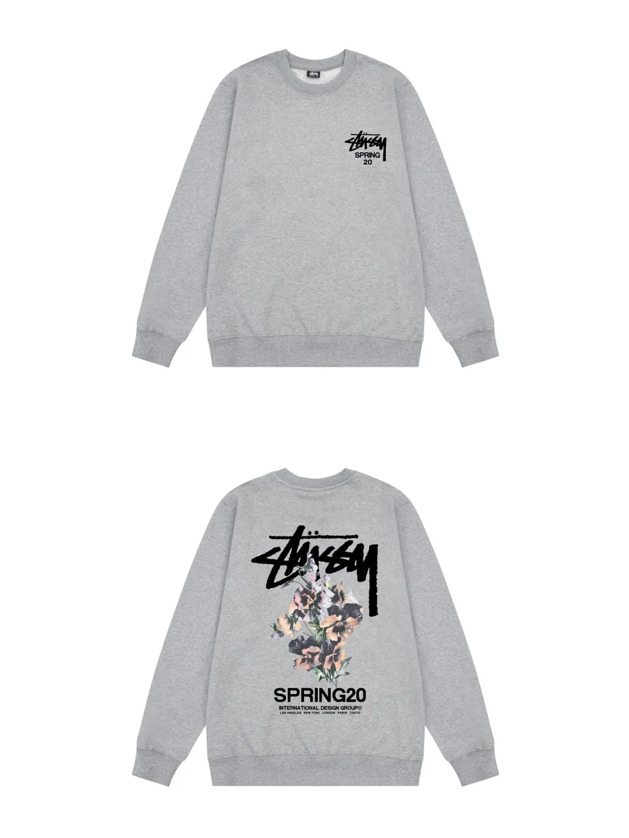 Stussy Stussy Spring 20 Floral Graphic Crewneck Sweatshirt Grey - 1