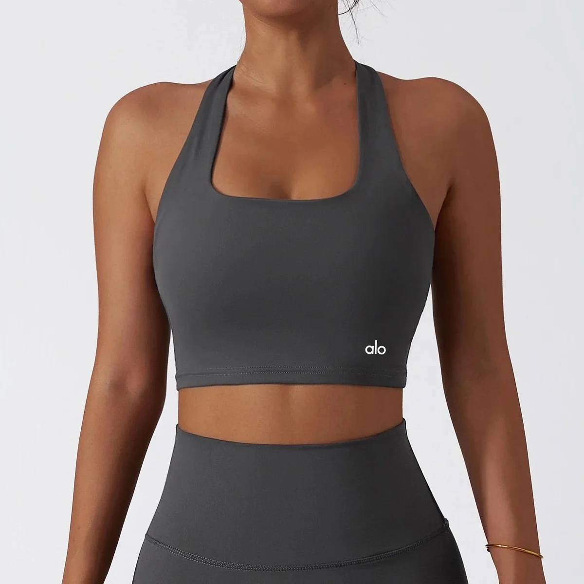 Alo Yoga Alo Deep Grey Sports Bra Crop Top Grey - 1