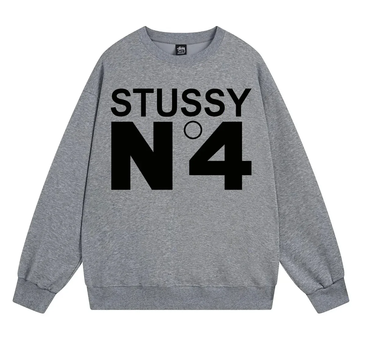 Stussy Stussy N°4 Grey Graphic Crewneck Sweatshirt Grey - 1