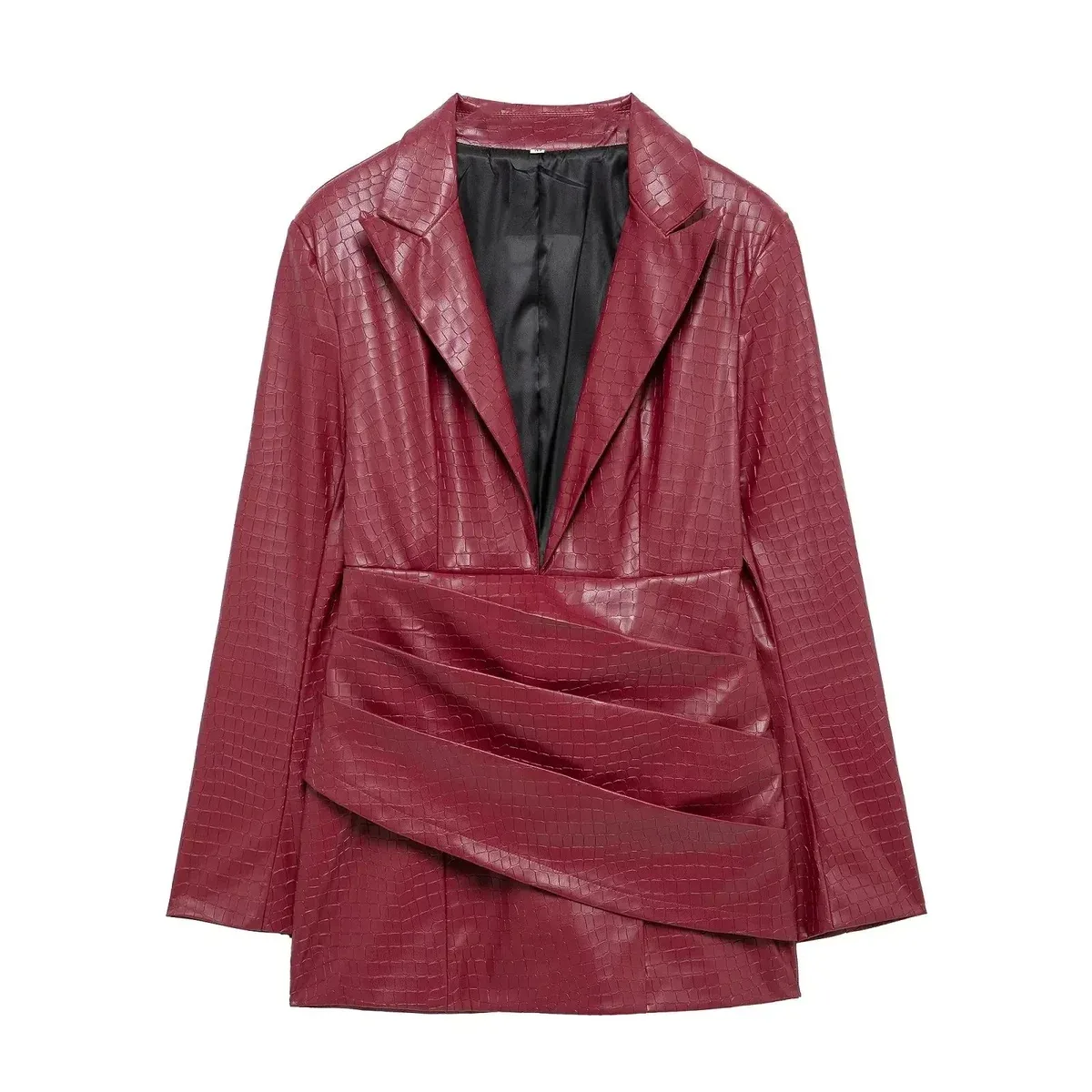 Other Red Croc Texture Leather Blazer Red