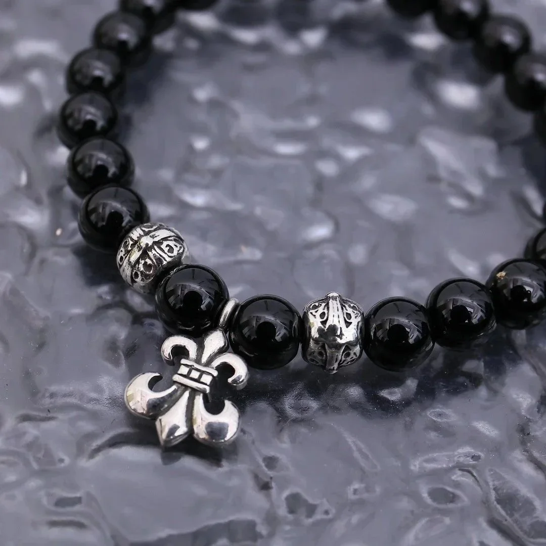 Chrome Hearts Chrome Hearts Black Onyx Fleur de Lis Bracelet Black - 1
