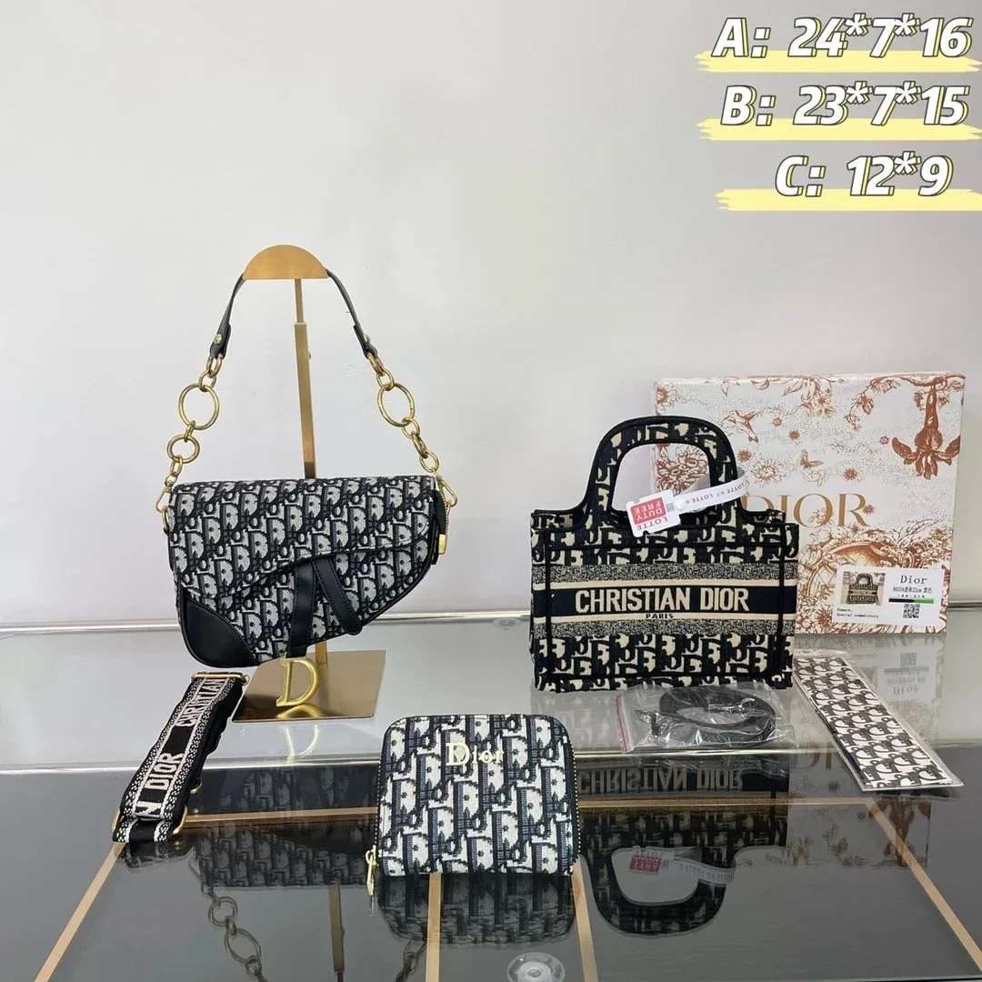 Dior Dior Dior Oblique Saddle Black/White Bag Black