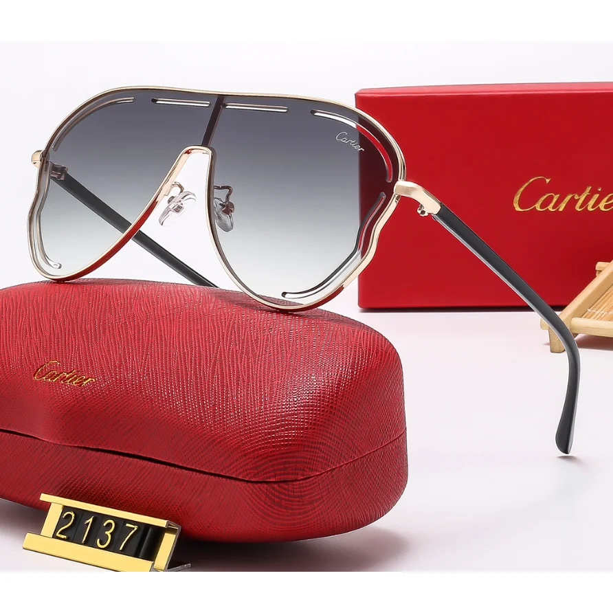 Cartier Cartier Soleil Blanc Gold/Black Shield Sunglasses Gold