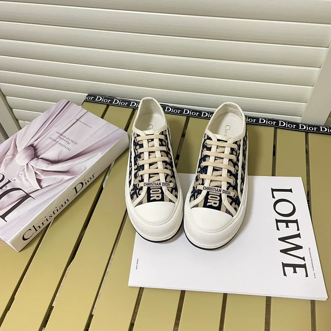 Dior Dior Lady Dior Oblique Print Sneakers White/Blue Blue - 1