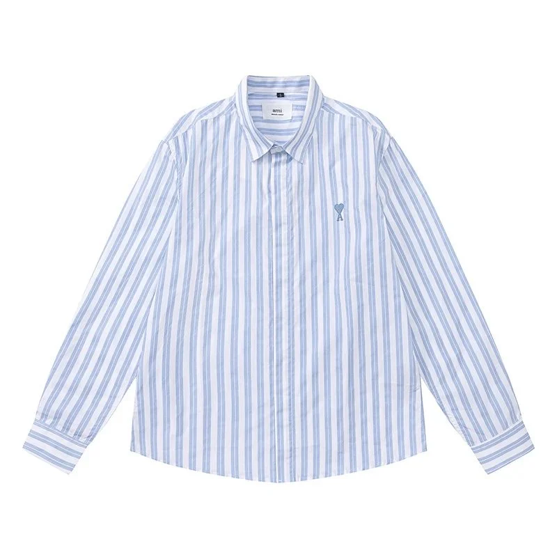Ami Paris Ami 810 Stripe Long Sleeve Shirt Blue - 1