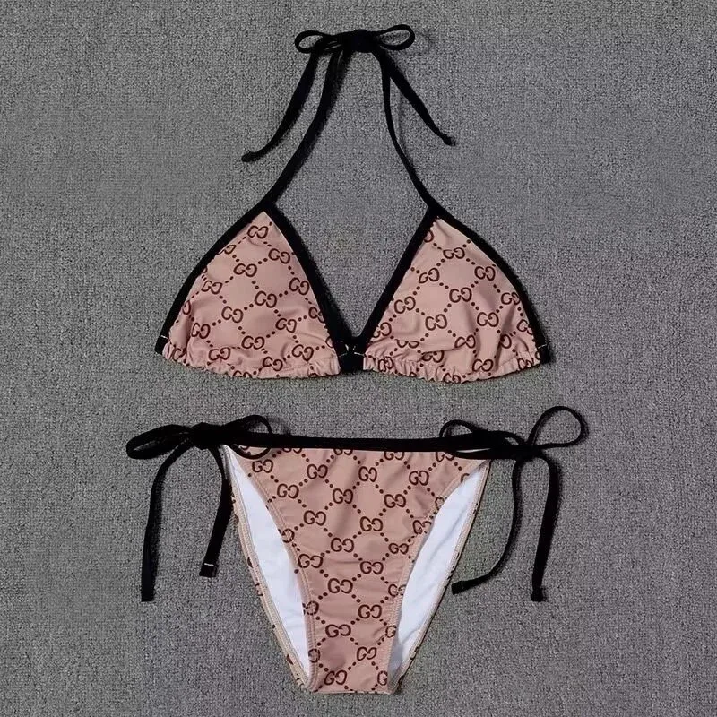 Gucci Gucci GG Supreme Blush/Black Bikini Set Pink