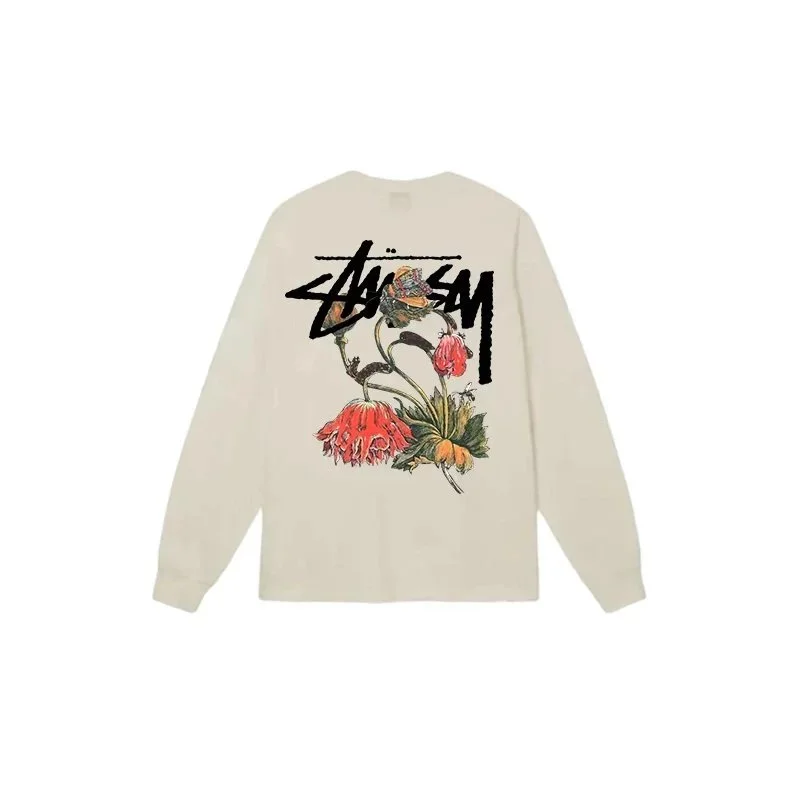 Stussy Stussy Stüssy Floral Print Long Sleeve T-Shirt Cream Cream - 1