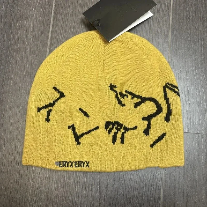 Revenge Revenge Yellow Knit Beanie with Black Graphics Yellow - 1