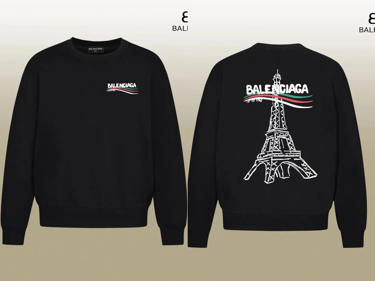 Balenciaga Balenciaga Eiffel Tower Black Crewneck Sweatshirt Black - 1