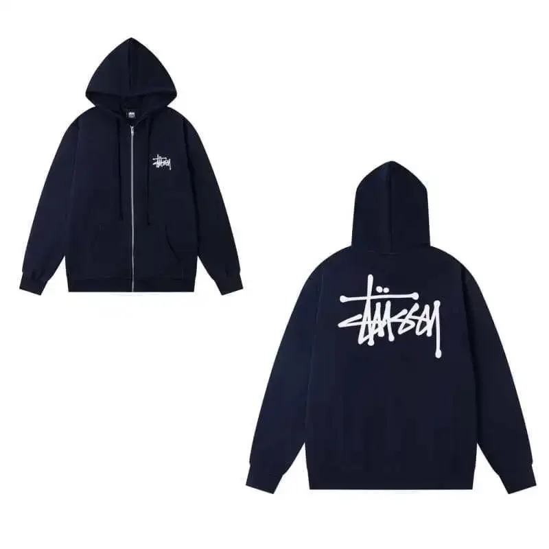 Stussy Stussy Basic Logo Navy Zip-Up Hoodie Navy - 1