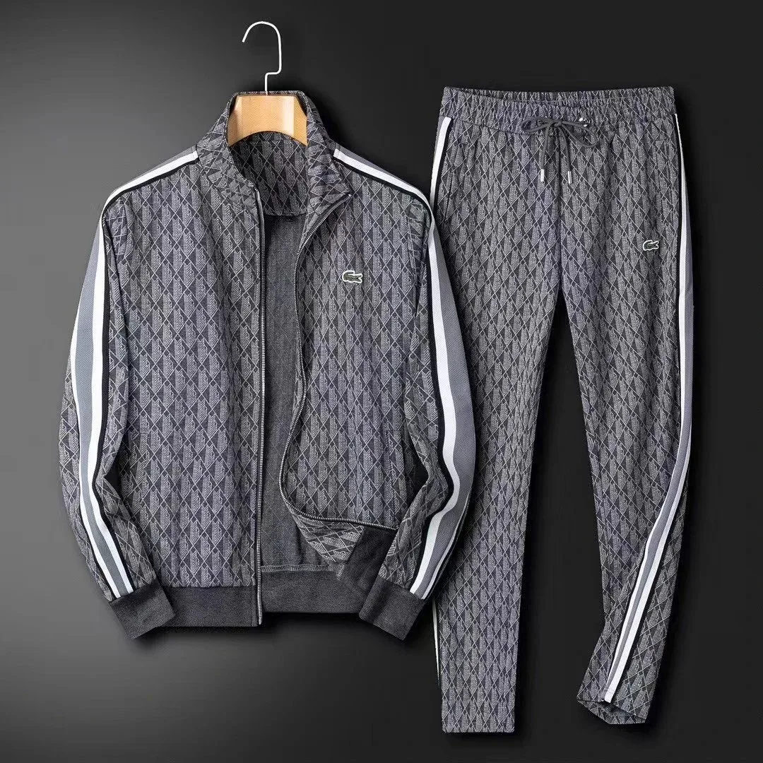Lacoste Lacoste Grey Diamond Pattern Tracksuit Set Grey