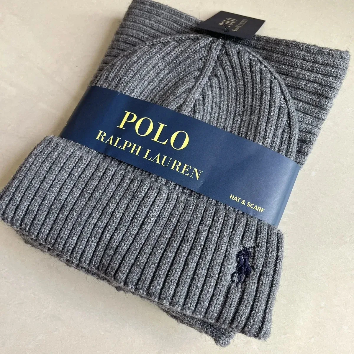Polo Ralph Lauren Polo Ralph Lauren Grey Hat & Scarf Set Grey