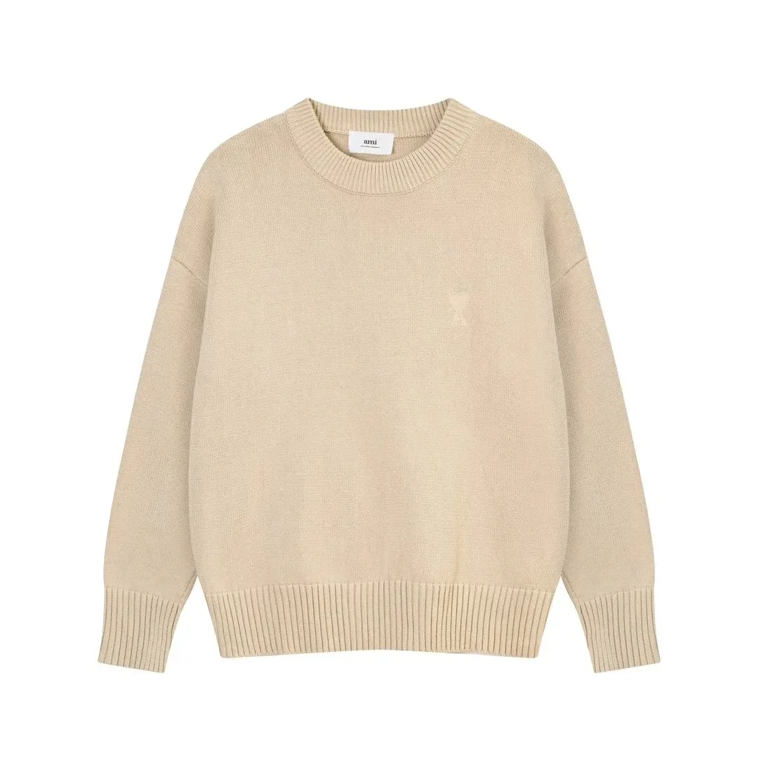 Ami Paris Ami Paris Ami-23-03 Beige Oversized Knit Sweater Beige - 1