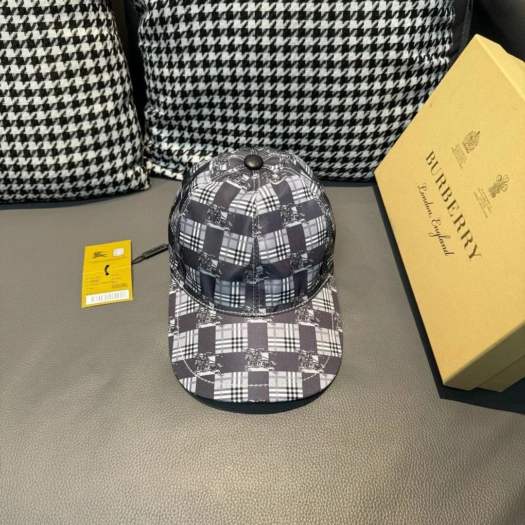 Burberry Burberry Check Print Baseball Cap Grey - 1